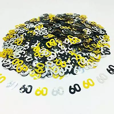 Party Table Confetti Decorations Black Gold & Silver 60th Birthday Age Sprinkles • £2.49