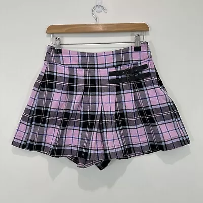 Black Friday Skort Shorts Skirt Women 8 Pink Plaid Goth Punk Grunge Cotton Blend • $19.95
