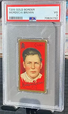 1911 T205 Tobacco Baseball Card MORDECAI BROWN HOF Chicago Cubs PSA 3 Hassan • $349.99