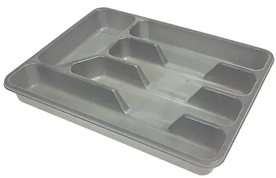 £4.49 • Buy Cutlery Holder Drawer Organiser Tray Silver Plastic 5 Compartment