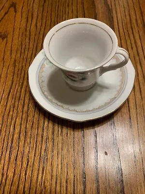 Vintage Demitasse Cup & Saucer  Made In Occupied Japan Floral With Gold Trim • $5