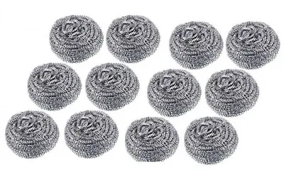12 Stainless Steel Scourers Heavy Duty Metal Wire Cleaning Pad Pot Pan Scouring • £7.29