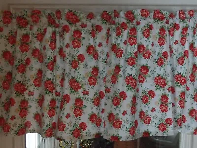 Pioneer Woman  Vintage Red Rose Handmade Window Valance  Flowers 42 X 16 • $18.99