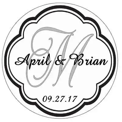 Black Monogram Wedding Bridal Shower Tags Labels Stickers For Your Favors ~  • $4.99