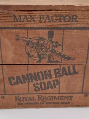 Vintage Max Factor Royal Regiment Wooden Box Hinged Cannon Ball • $23.80