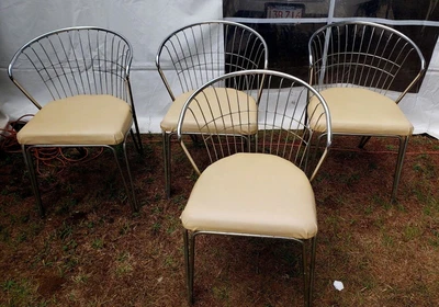 $450 • Buy Original Mid Century Chrome & Vinyl Dining Chairs - Qty 4 - Really Nice !
