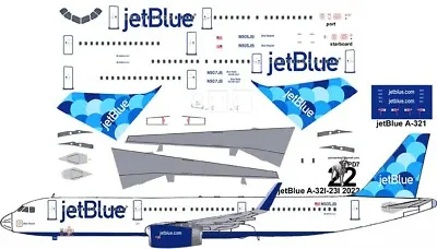 JetBlue Balloons Airbus A-321 Pointerdog7  Decals For Revell 1/144 Kit • $10