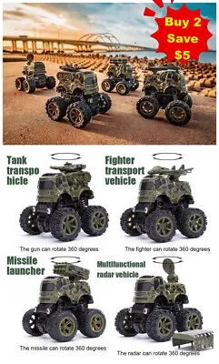 Military Army Tank Mini Monster Truck Buggy 360 Rotation Stunt Car Diecast Toy • $12.95