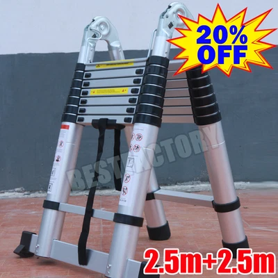 £3 • Buy Aluminium Folding Telescopic Step Ladder Multi-Purpose Extendable Ladders Loft