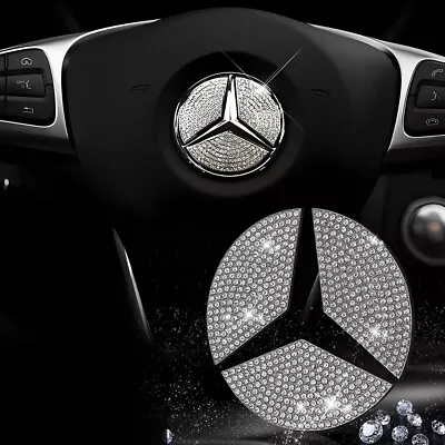 Mercedes-Benz Style Steering Wheel Bling Crystal Emblem Sticker Decal Kit • $14.99