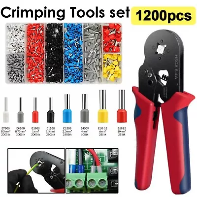 1200 Ferrule Crimper Plier Kit 0.25-10mm²Wire End Terminal Ratchet Crimping Tool • $35.99