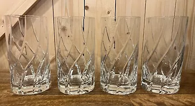 * Set Of 4 * Mikasa Crystal OLYMPUS Swirl -- 5-3/8  Highball Tumblers Glasses • $99.99