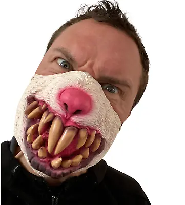 Scary Rabbit Mask Half Face Masks Bunny Big Teeth Halloween Costume Accessory • £7.49