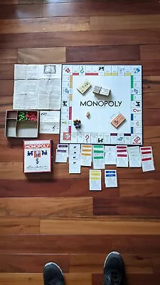 Vintage 1936 Monopoly.  COMPLETE SET ! WITH ORIGINAL BOARD ! NICE SHAPE CLEAN ! • $328