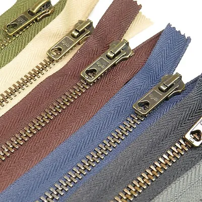 #5 Antique Brass Zips - Open End Metal No5 Zippers - 6 Colours In 5 Lengths • £4.70