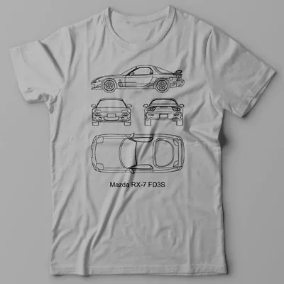 Cool T-shirt Blueprint - Mazda RX-7 FD3S Technical Tee Shirt JDM Drift • $26.40