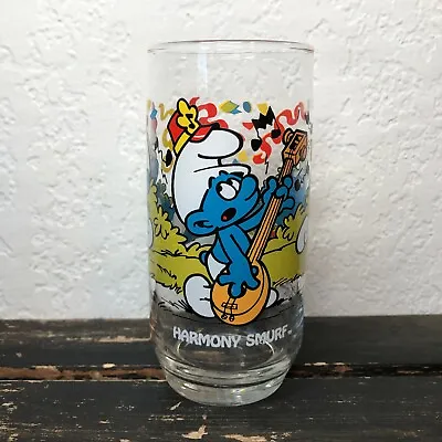 Vintage Smurf Drinking Glasses Cup Harmony Smurfs Peyo 1982 Cartoon Collection • $27.99