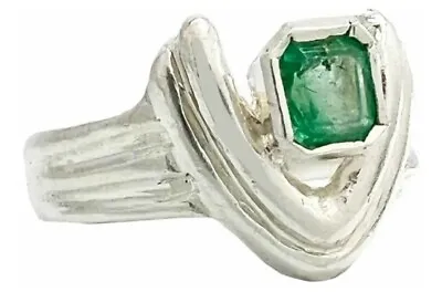 Real Colombian Emerald In Silver 950 Men Ring - From The Mines Directly To You • $280