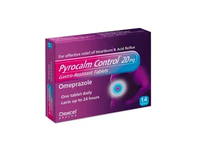Pyrocalm Control Omeprazole 20mg 14 Tablets Heartburn & Acid Reflux • £11.50