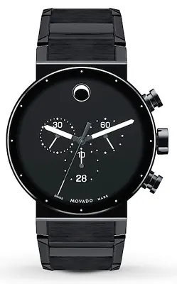 $2495 MOVADO Sapphire Synergy Black Dial Men's Watch 0606801 • $699.99