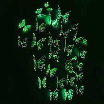 $4.08 • Buy 12pcs 3D Luminous Butterfly Wall Stickers Home Decor Wall Decal Room Decoration