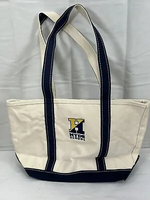 LL Bean Boat & Tote Bag Blue Medium Long Handles 12x11x5 Hyde School • $18.89