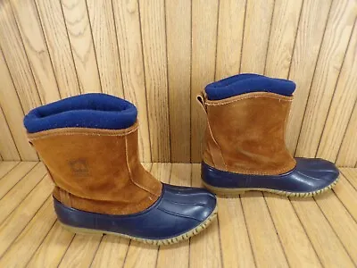 Lacrosse Polartech Women's Brown Suede Blue Rubber Winter Duck Boots Size 10 Usa • £38.52