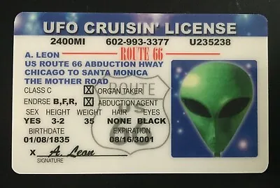 UFO Cruisin License MAGNET Alien Route 66 Novelty ID Cruising Mother Road • $9.99