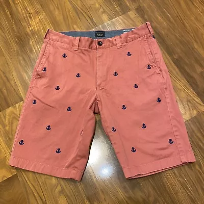 Mens 29 J.CREW Nantucket Red ANCHOR Critter SHORTS Chino STRETCH Cotton 10.5  • $24.99