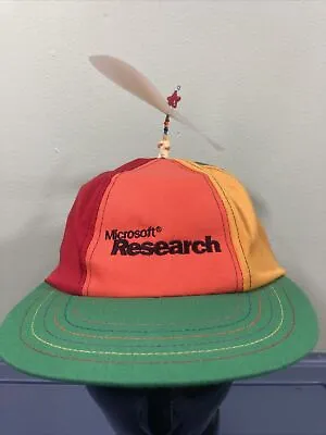 VTG Microsoft Research Propeller Hat Cap Multi Color Adult Size 90s Rainbow Rare • $99.95