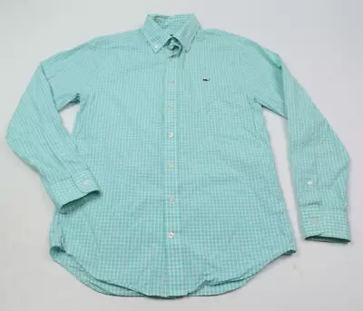 Vineyard Vines Whale Shirt Mens S Aqua Blue Slim Cotton Long Sleeve Button-Down • $15.97