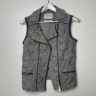 Maison Scotch Vest Women's Small Full Zip Pockets Animal Print Utility • $43