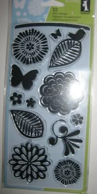 INKADINKADO Clear Stamps NATURE Butterfly Flower Leaves Zinnia Martha Stewart • $9.99