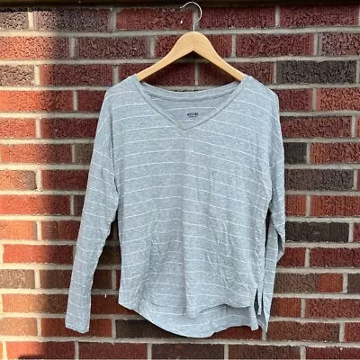 Mossimo Supply Co. Gray And White Striped V Neck Long Sleeve Top • $17