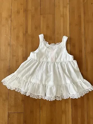 Vintage Handmade Infant Baby Toddler White And Pink Ruffle Lace Dress • $12