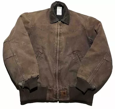 Carhartt Santa Fe Western Jacket  Brown J14 DKB Quilt Lined Canvas Size M  AL4 • $150