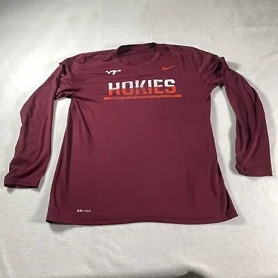 Nike Virginia Tech Shirt Mens Large Red Crew Neck Gym Graphic Tee Workout Top LS • $6.83