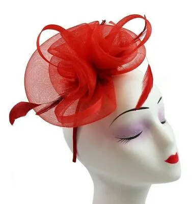 Womens Flower Feather Fascinator Headband Hair Hat Wedding Race Royal Ascot Prom • £9.30