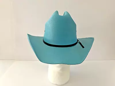 Kids Lite Blue Cowboy Cowgirl Elastic Fit Hard Straw Western Hat One Size • $24.99