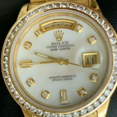 Rolex Presidential Day-Date Diamonds Watch 5.5 Carat 18k Solid Yellow Gold • $22500