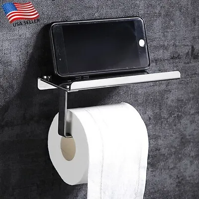 $7.50 • Buy Toilet Paper Holder With Mobile Phone Storage Shelf Holders Wall Mounted Rack
