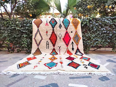 White Moroccan Beni Ourain Berber Rugs Hand Knotted Wool Rug Handmade Wool Rug • $340