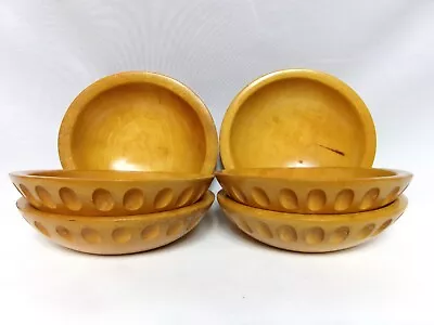 Set/6 - MUNISING Vintage Primitive Handmade Maple Wood Salad Bowls Farmhouse • $18.95