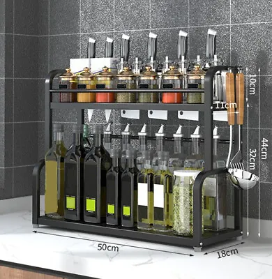 Spice Rack 2 Tier Herb Jar Free Standing Kitchen Storage Organiser Shelf Holder • £12.99