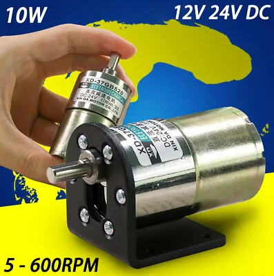 12V 24V DC Electric Gear Motor 5RPM - 600RPM Slow Speed Reducer Full Metal Motor • $24.46