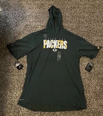 NWT Nike NFL Green Bay Packers Team Issued Men’s XL Hooded Short Sleeve Shirt • $39.99