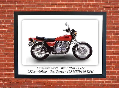 Kawasaki Z650 Motorcycle - A3 Size Print Poster On Photographic Paper Wall Art • £9.99