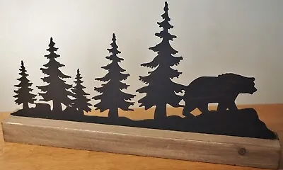 BLACK BEAR WOODS METAL SCULPTURE SIGN Forest Rustic Lodge Cabin Home Decor NEW • $14.95