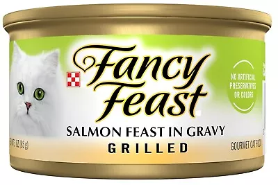 FANCY FEAST Adult Grilled Salmon In Gravy Wet Cat Food 24x85g • $42.85