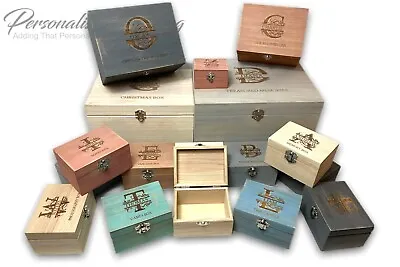 £15 • Buy Personalised Large Wood Boxes Painted Small Engraved Wooden Keepsake Gift Box